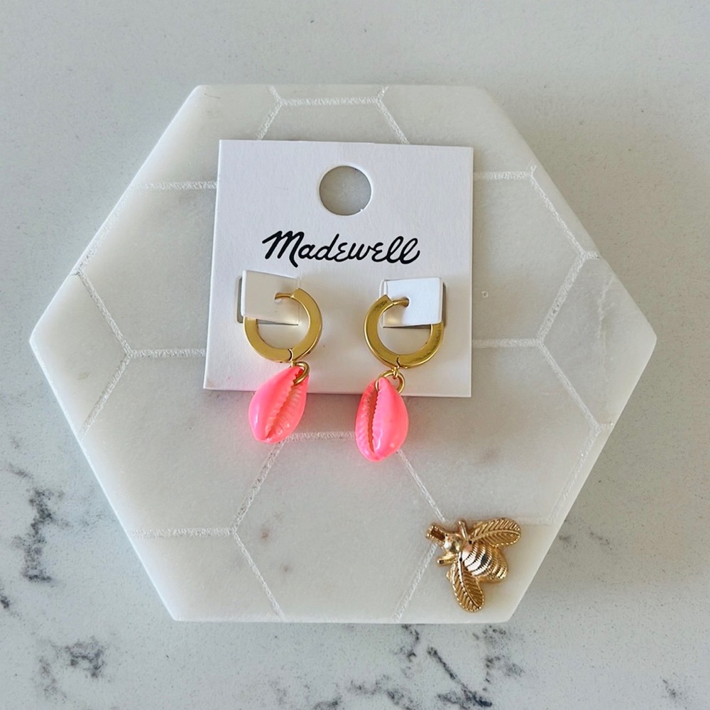Madewell Cowrie Shell Huggie Mini Hoop Earrings